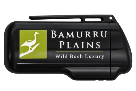 Black ashtray with Bamurru Plains printing